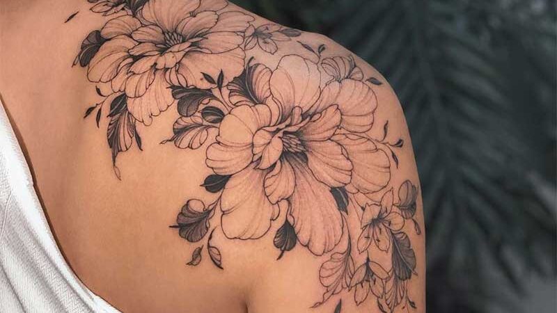 Flower Back Shoulder Tattoo